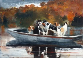 Hunting Dogs in Boat, 1889 by Winslow Homer
