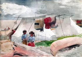 Indian Camp, Roberval, P.Q. 1895 by Winslow Homer