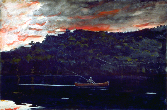 Sunrise, Fishing in the Adirondacks, 1892 by Winslow Homer, oil painting reproduction on canvas Sunrise, Fishing in the Adirondacks, 1892 by Winslow Homer