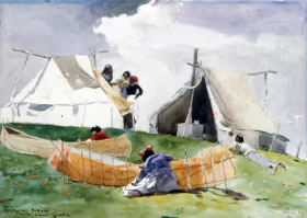Montagnais Camp, Pointe Bleue, Quebec, 1895 by Winslow Homer