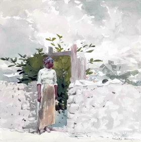 Woman Standing by a Gate, Bahamas, 1885 by Winslow Homer Woman Standing by a Gate, Bahamas, 1885 by Winslow Homer