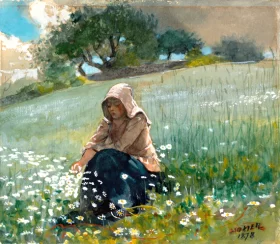 Girl and Daisies, 1878 by Winslow Homer Girl and Daisies, 1878 by Winslow Homer