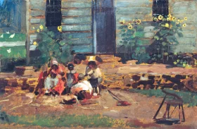 Sketch of a Cottage Yard, 1876 by Winslow Homer Sketch of a Cottage Yard, 1876 by Winslow Homer