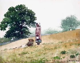 Boy and Girl on a Hillside 1878 by Winslow Homer Boy and Girl on a Hillside 1878 by Winslow Homer