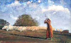 The Young Shepherdess, 1878 by Winslow Homer The Young Shepherdess, 1878 by Winslow Homer