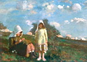 Two Girls with Sunbonnets In a Field, 1878 by Winslow Homer Two Girls with Sunbonnets In a Field, 1878 by Winslow Homer