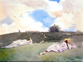 Shepherdesses Resting 1879 by Winslow Homer Shepherdesses Resting 1879 by Winslow Homer