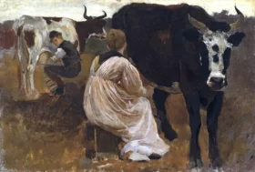 Milking 1875 by Winslow Homer