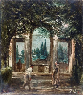 View of the Gardens of the Villa Medici, Rome, with a Statue of Ariadne 1630 by Diego Velazquez View of the Gardens of the Villa Medici, Rome, with a Statue of Ariadne 1630 by Diego Velazquez