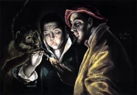 An Allegory with a Boy Lighting a Candle in the Company of an Ape and a Fool (Fábula) by El Greco