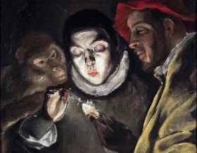 An Allegory with a Boy Lighting a Candle in the Company of an Ape and a Fool (Fábula) by El Greco
