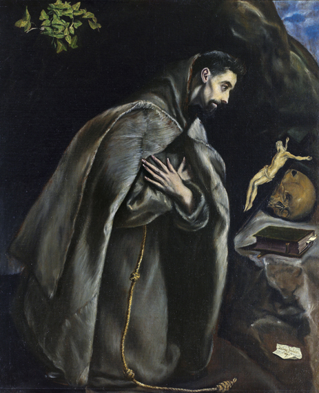 St Francis in Prayer before the Crucifix by El Greco, oil painting reproduction on canvas St Francis in Prayer before the Crucifix by El Greco