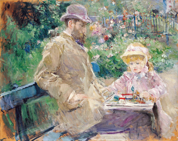 Eugène Manet et sa Fille Dans Le Jardin De Bougival 1881 by Berthe Morisot