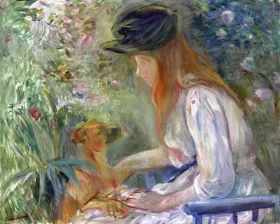 Jeune fille au chien by Berthe Morisot Jeune fille au chien by Berthe Morisot