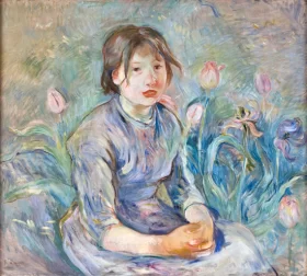 Peasant Girl Among Tulips 1890 by Berthe Morisot