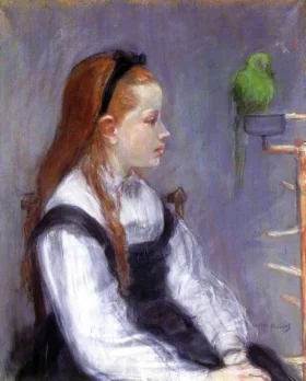 Girl with a Parrot by Berthe Morisot
