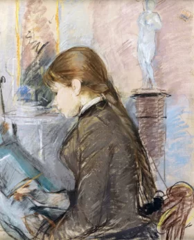 Paule Gobillard dessinant by Berthe Morisot