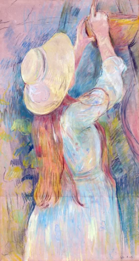 Young Girl Holding a Basket 1891 by Berthe Morisot
