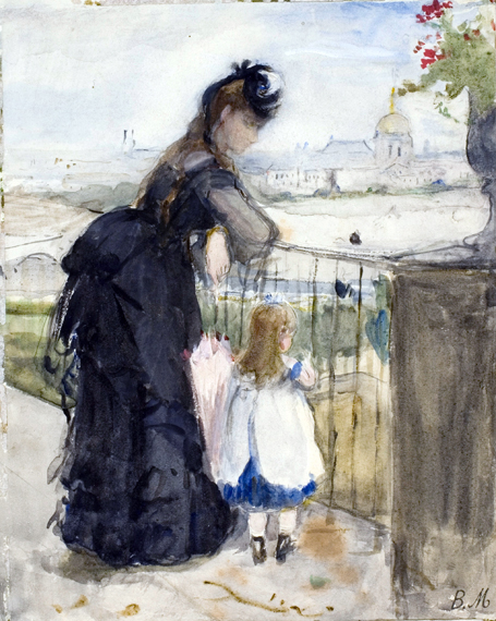 On the Balcony by Berthe Morisot, oil painting reproduction on canvas On the Balcony by Berthe Morisot
