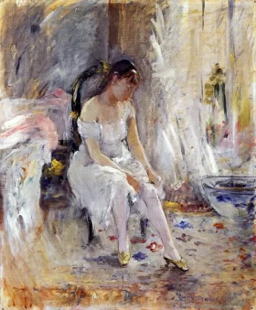 Girl Putting on her Stockings by Berthe Morisot