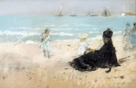 On the Beach at Fécamp 1874 by Berthe Morisot On the Beach at Fécamp 1874 by Berthe Morisot