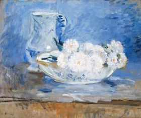White Flowers in a Bowl 1885 by Berthe Morisot