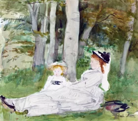 At the Edge of the Forest (Edma and Jeanne) 1872 by Berthe Morisot