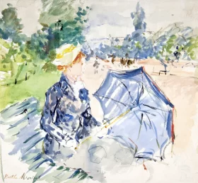 A Woman Seated at a Bench on the Avenue du Bois 1885 by Berthe Morisot
