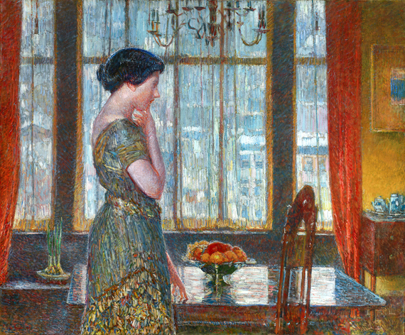 New York Winter Window, 1919 by Childe Hassam, oil painting reproduction on canvas New York Winter Window, 1919 by Childe Hassam