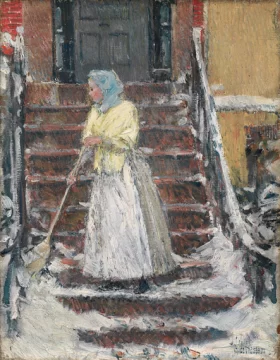 Sweeping Snow by Childe Hassam Sweeping Snow by Childe Hassam