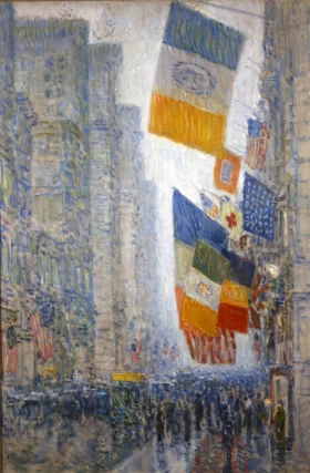 Lincoln's Birthday Flags - 1918 by Childe Hassam Lincoln's Birthday Flags - 1918 by Childe Hassam