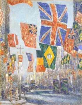 Avenue of the Allies, Great Britain, 1918 by Childe Hassam Avenue of the Allies, Great Britain, 1918 by Childe Hassam