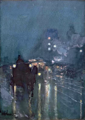 Nocturne, Railway Crossing, Chicago 1893 by Childe Hassam Nocturne, Railway Crossing, Chicago 1893 by Childe Hassam