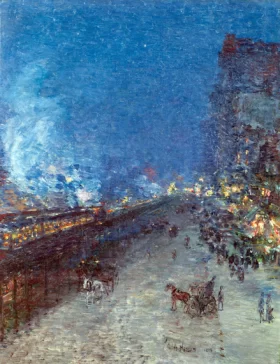The El, New York (Sixth Avenue El--Nocturne) 1894 by Childe Hassam The El, New York (Sixth Avenue El--Nocturne) 1894 by Childe Hassam