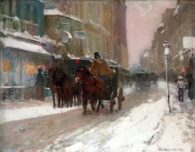 Winter Nightfall in the City 1889 by Childe Hassam Winter Nightfall in the City 1889 by Childe Hassam