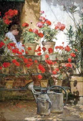 Geraniums 1888 by Childe Hassam