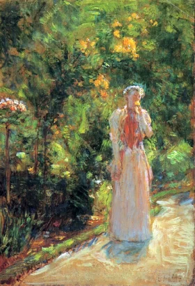 Mrs. Hassam in the garden by Childe Hassam