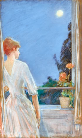 On The Balcony 1888 by Childe Hassam