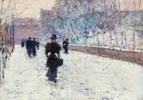 Promenade - Winter, New York 1895 by Childe Hassam Promenade - Winter, New York 1895 by Childe Hassam
