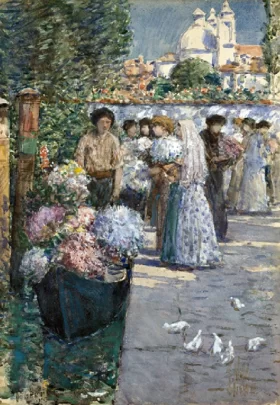 Flower Market 1895 by Childe Hassam