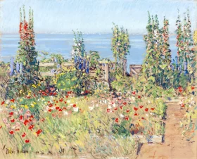 Hollyhocks, Isle of Shoals 1920 by Childe Hassam