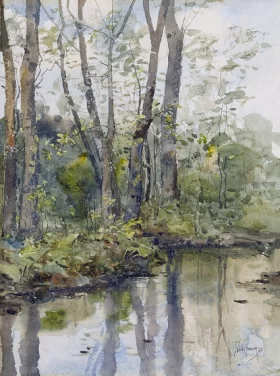 Woodland Stream 1883 by Childe Hassam