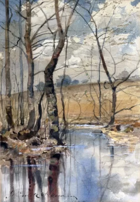 Woodland Pond 1882 by Childe Hassam