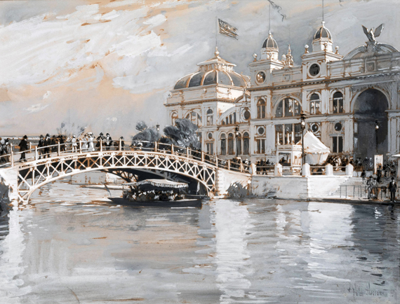 Columbian Exposition, Chicago 1892 by Childe Hassam, oil painting reproduction on canvas Columbian Exposition, Chicago 1892 by Childe Hassam