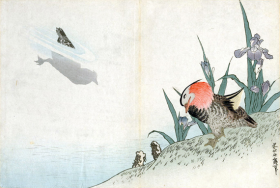 Two Birds and Iris by Katsushika Hokusai