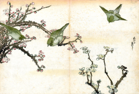 Swallows and Cherry Blossom by Katsushika Hokusai