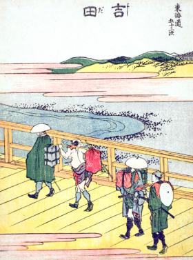 Yoshida-Fifty-three Stations of the Tokaido by Katsushika Hokusai