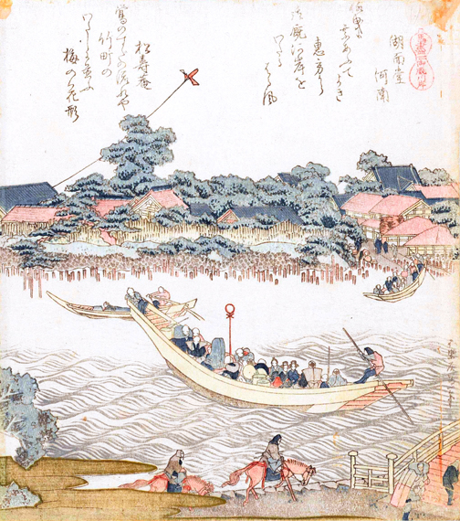 The Onmaya Riverbank by Katsushika Hokusai, oil painting reproduction on canvas The Onmaya Riverbank by Katsushika Hokusai