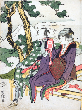 Evening Glow for Date no Yosaku and Seki no Koman by Katsushika Hokusai