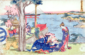 Moronao is offering a love poem to Yenya’s wife Kawoyo by Katsushika Hokusai Moronao is offering a love poem to Yenya’s wife Kawoyo by Katsushika Hokusai